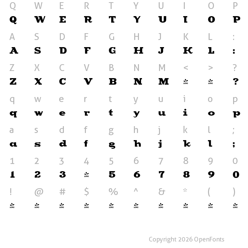 Character Map of FONTSPRING DEMO - CA CapeRock Regular