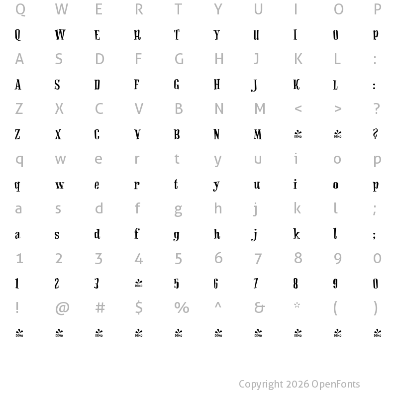 Character Map of FONTSPRING DEMO - CA Play Wild Regular