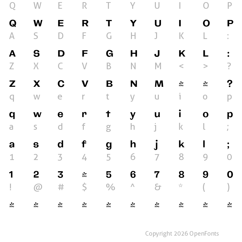 Character Map of FONTSPRING DEMO - CA Spotnik Bold