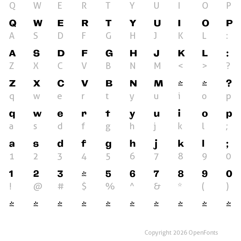 Character Map of FONTSPRING DEMO - CA Spotnik ExtraBold Regular