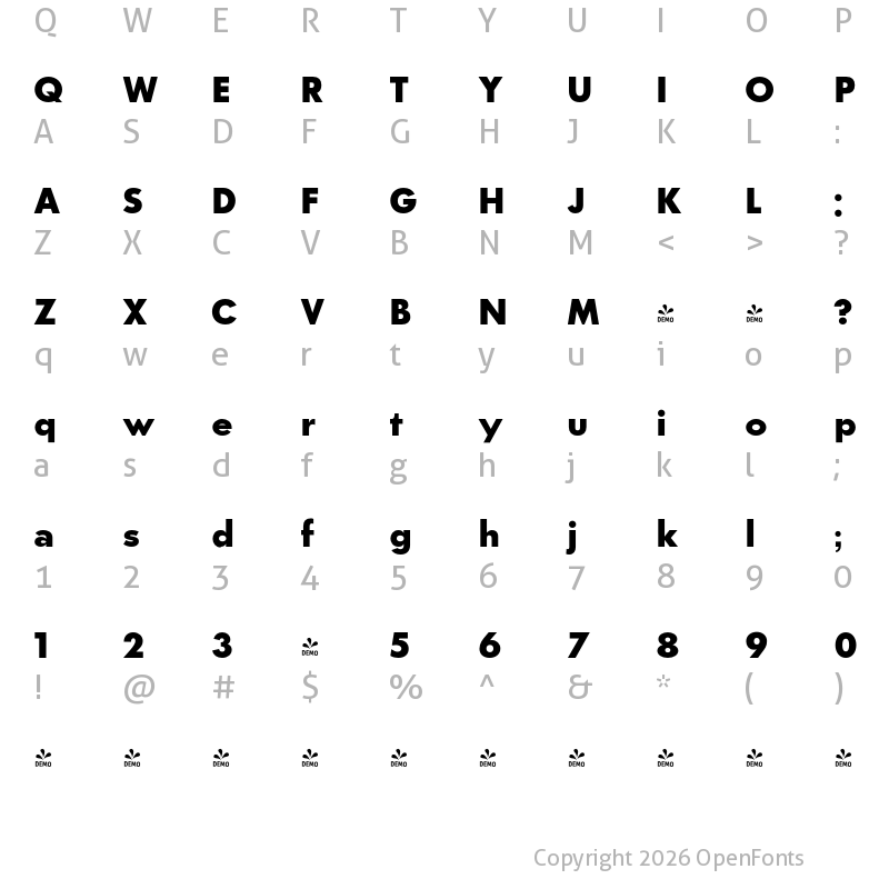 Character Map of FONTSPRING DEMO - CA Superpilot Sans Black Regular