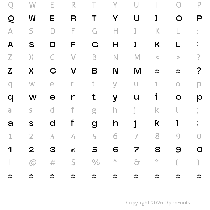 Character Map of FONTSPRING DEMO - Caleb Grotesk SemiBold Regular