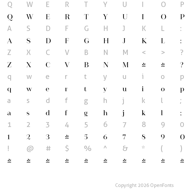 Character Map of FONTSPRING DEMO - Camila Semibold Regular