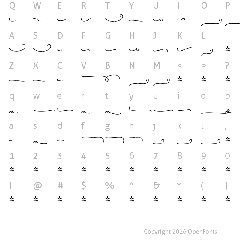Character Map of FONTSPRING DEMO - Camper Print Extras 2 Regular