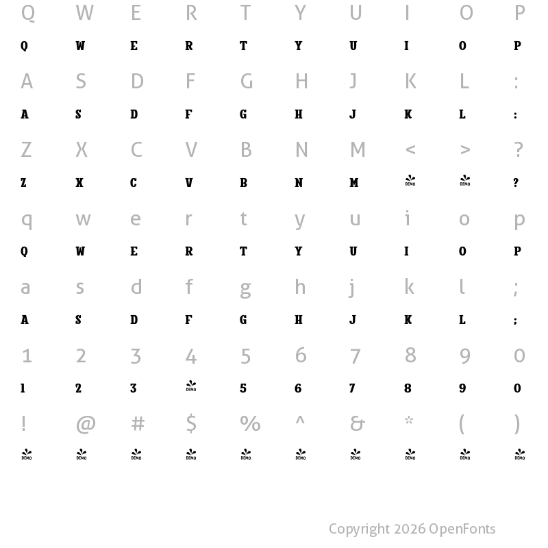 Character Map of FONTSPRING DEMO - Camper Slab Regular