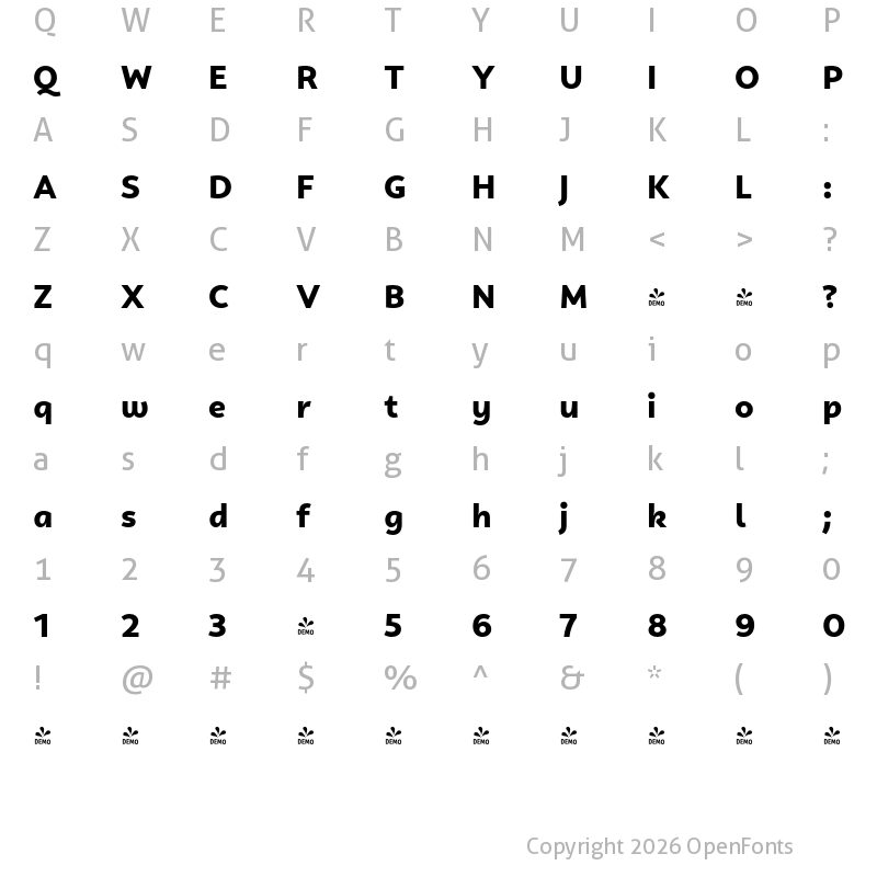 Character Map of FONTSPRING DEMO - Campuni Black Regular