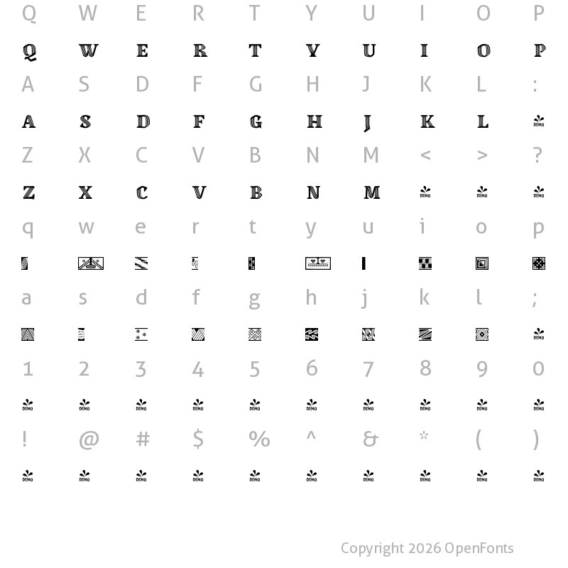 Character Map of FONTSPRING DEMO - Canilari Canilari Regular