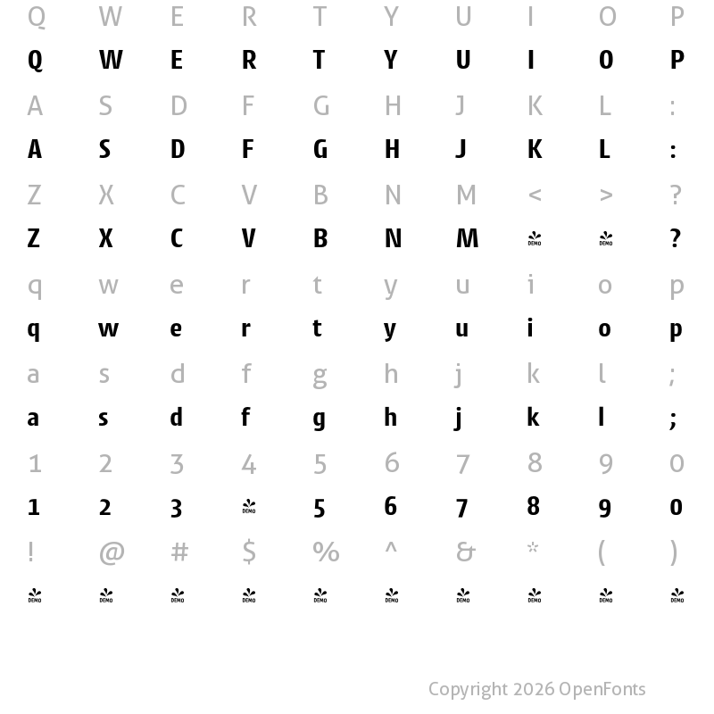 Character Map of FONTSPRING DEMO - Cantiga Bold