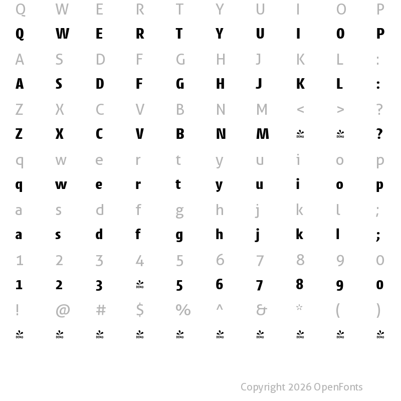 Character Map of FONTSPRING DEMO - Cantiga ExtraBold Regular
