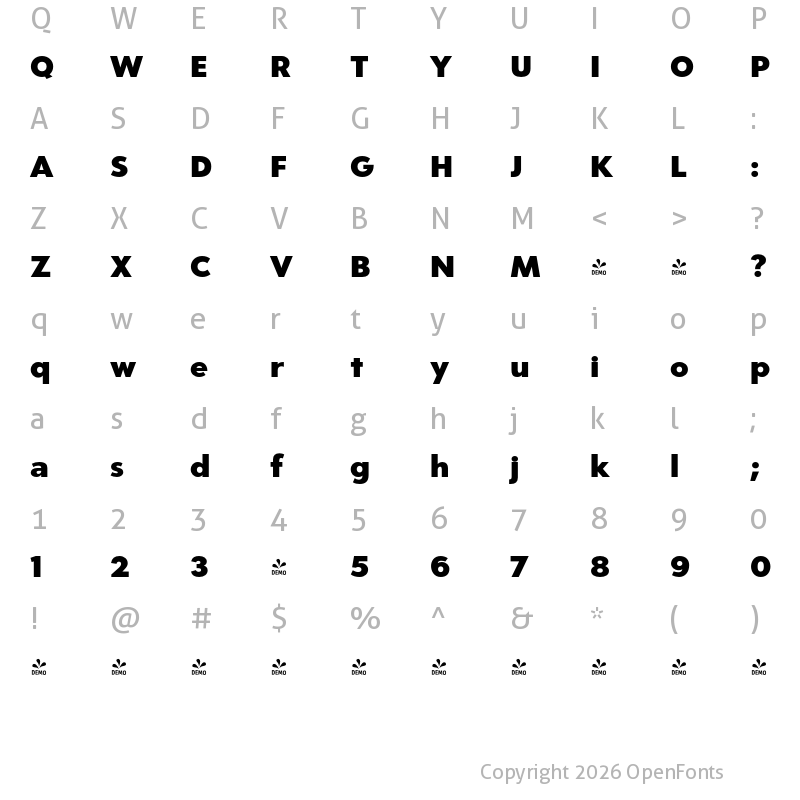 Character Map of FONTSPRING DEMO - Carisma Gothic 800 ExtraBold ExtraBold