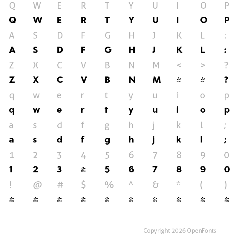 Character Map of FONTSPRING DEMO - Carisma Gothic Bold Bold