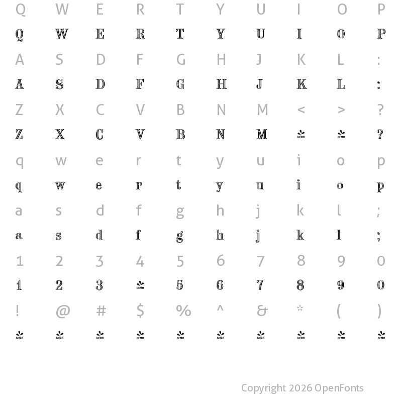 Character Map of FONTSPRING DEMO - Carlisle Pro Regular