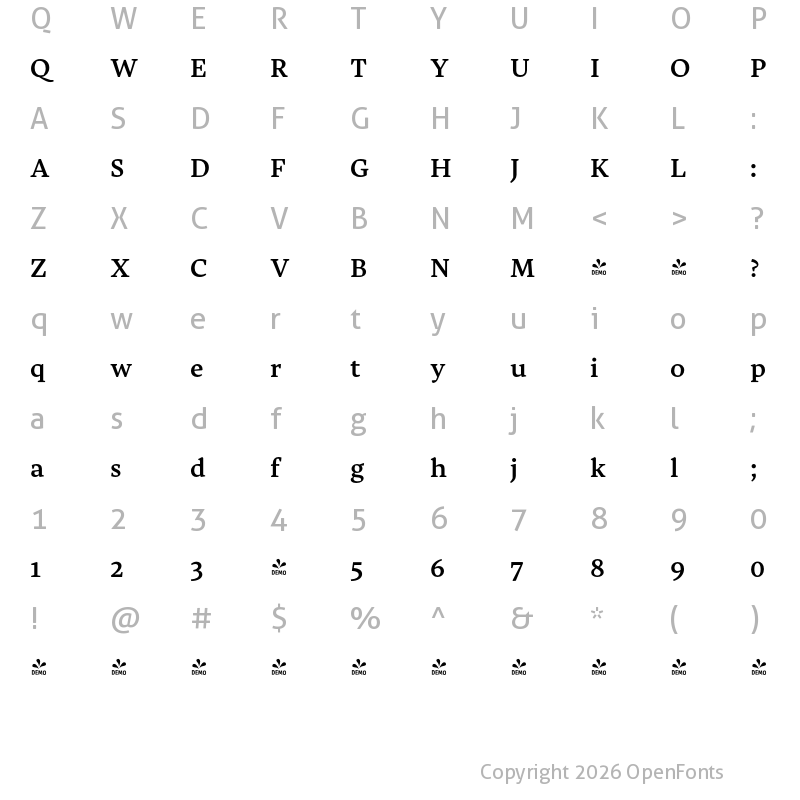 Character Map of FONTSPRING DEMO - Carole Serif Medium Regular