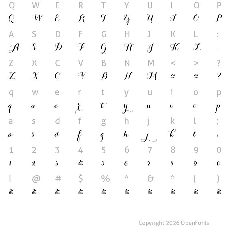Character Map of FONTSPRING DEMO - Carolyna Pro Black Regular