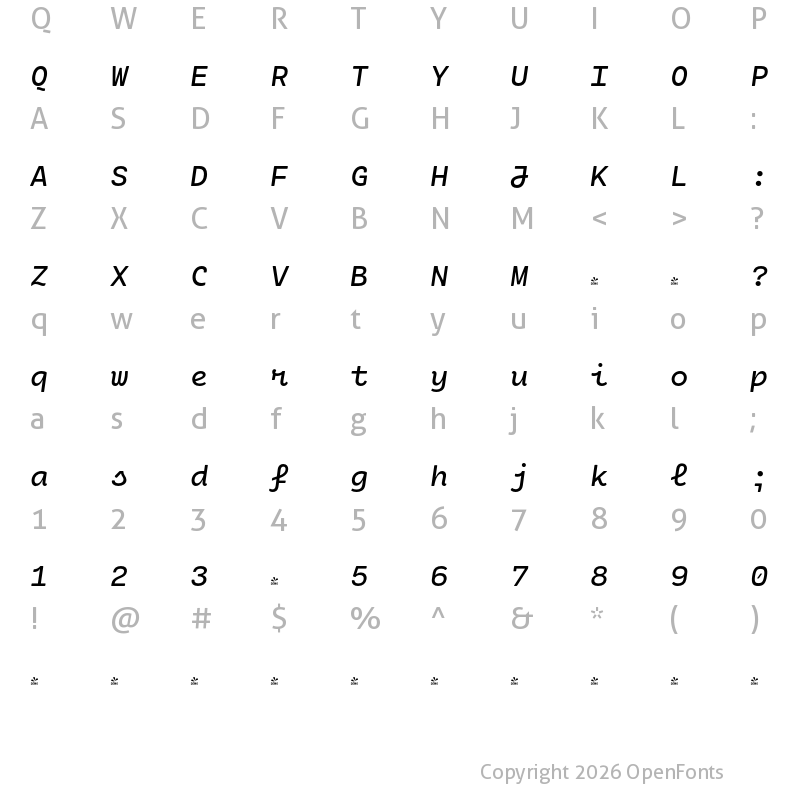 Character Map of FONTSPRING DEMO - Cartograph CF Italic
