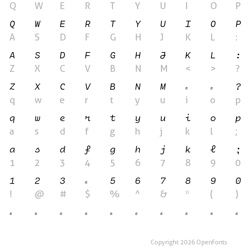 Character Map of FONTSPRING DEMO - Cartograph CF Light Italic