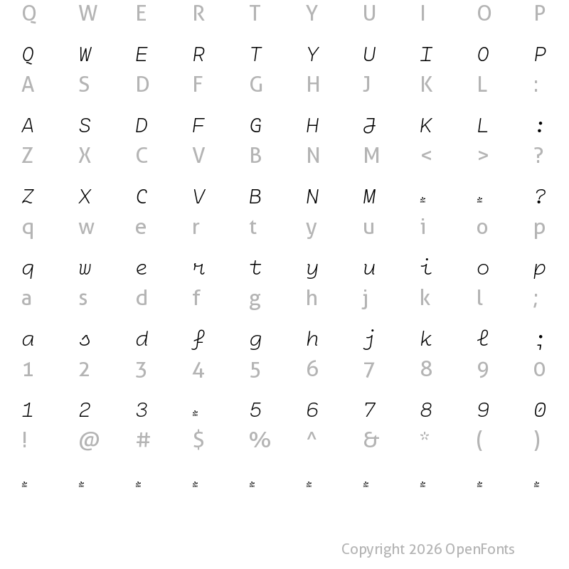 Character Map of FONTSPRING DEMO - Cartograph CF Thin Italic