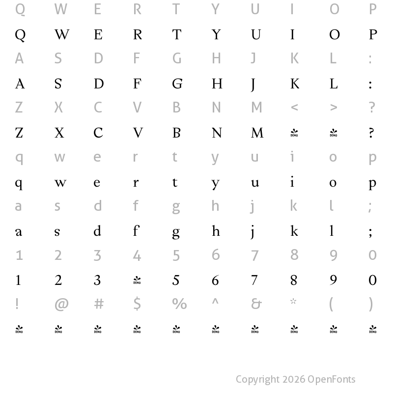 Character Map of FONTSPRING DEMO - Cassius SemiBold Regular