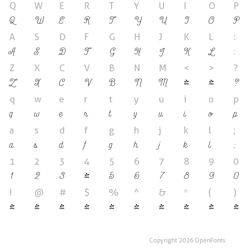 Character Map of FONTSPRING DEMO - Catfish Regular