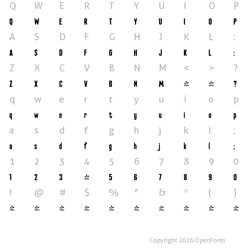 Character Map of FONTSPRING DEMO - CCSimplyMarvelous Regular