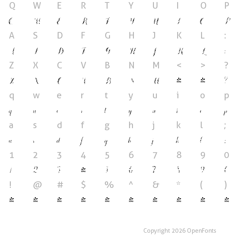 Character Map of FONTSPRING DEMO - Chameleon Fill Skin1 Skin1