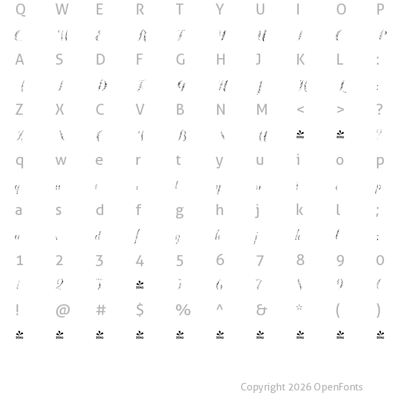 Character Map of FONTSPRING DEMO - Chameleon Fill Skin2 Skin2
