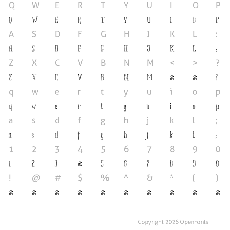 Character Map of FONTSPRING DEMO - Chameleon Sketch Hatch Hatch