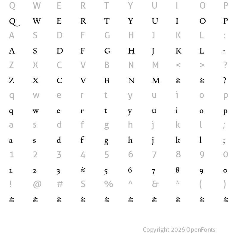 Character Map of FONTSPRING DEMO - Change Medium Regular