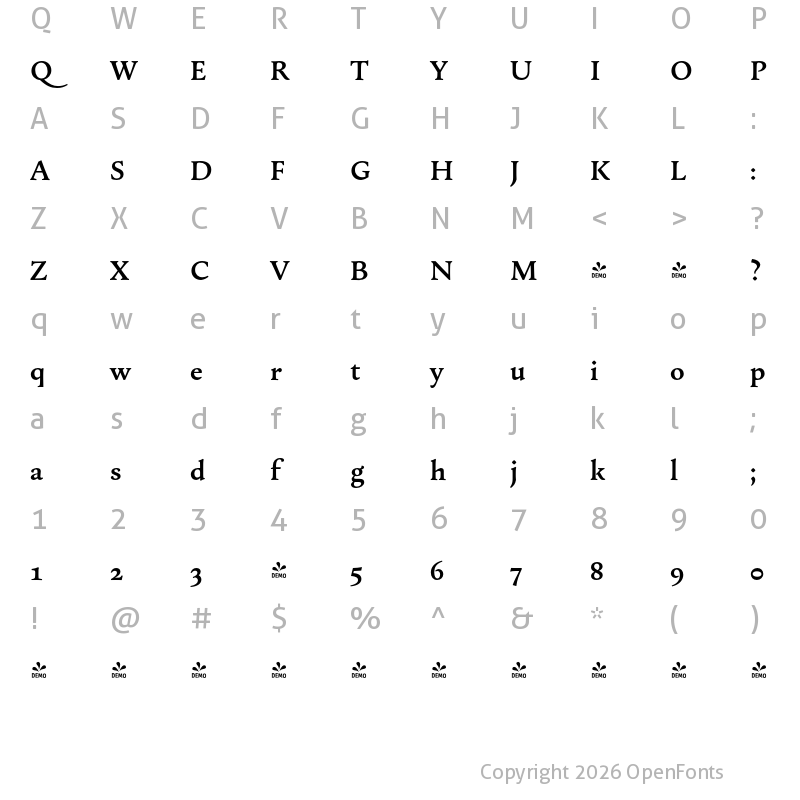 Character Map of FONTSPRING DEMO - Change SemiBold Regular