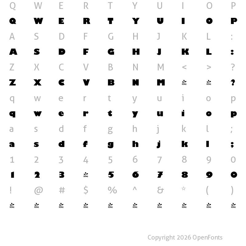 Character Map of FONTSPRING DEMO - Chantilly Display Pro Regular