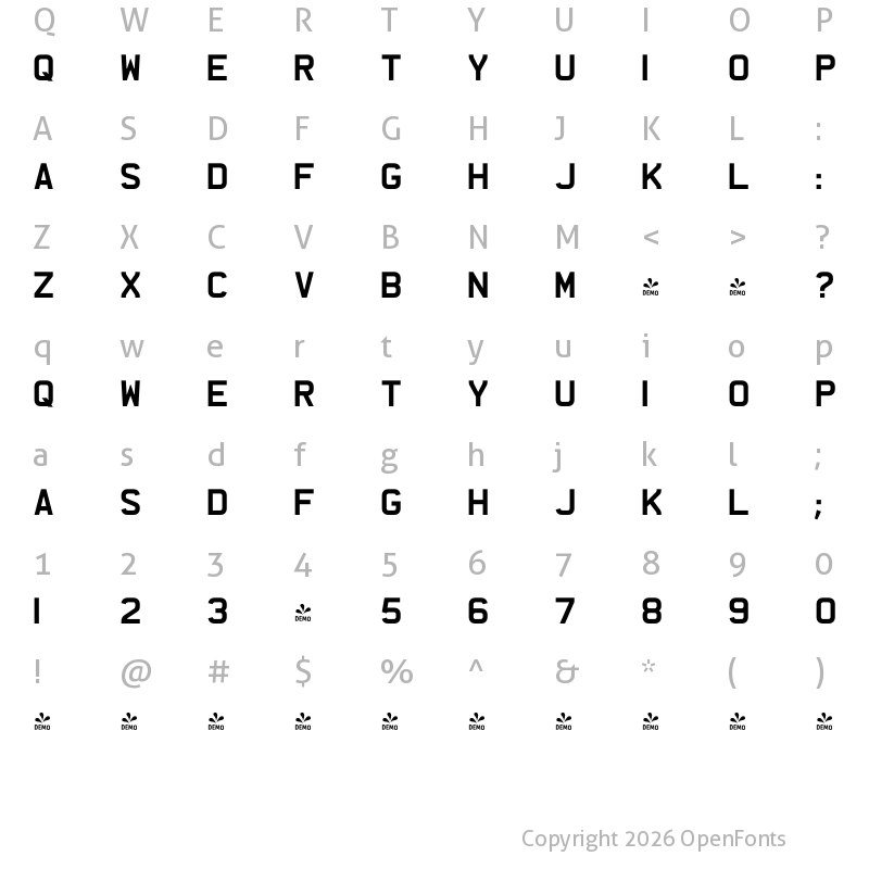 Character Map of FONTSPRING DEMO - Charles Wright 1935 Regular