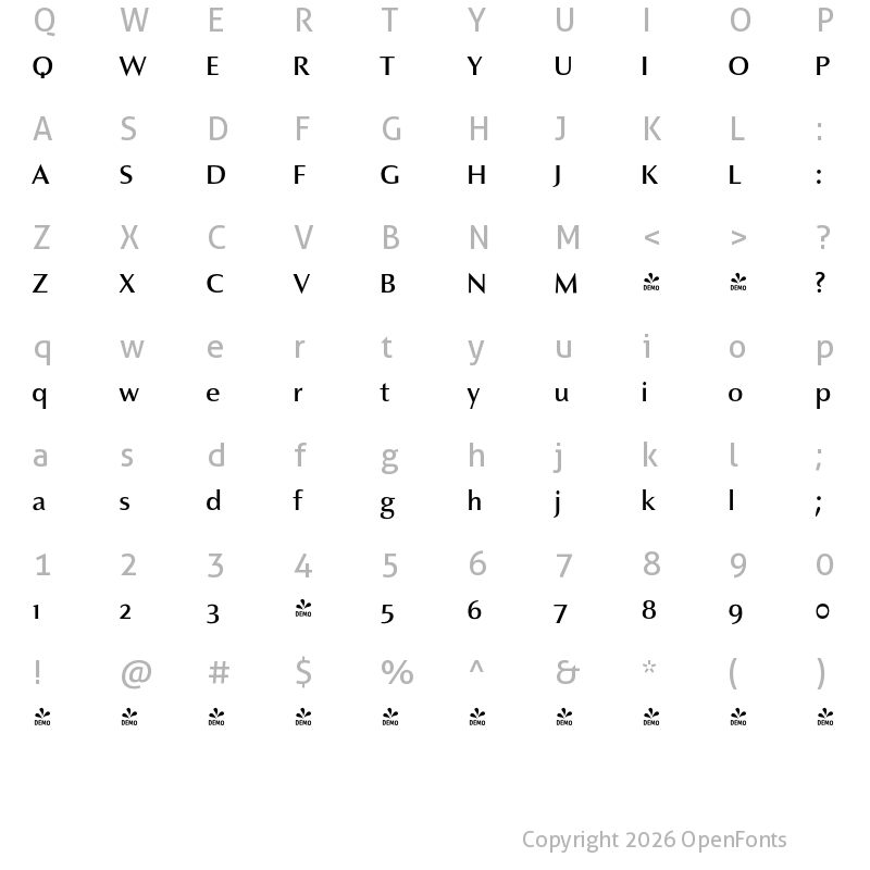 Character Map of FONTSPRING DEMO - Charpentier Sans Pro 55 Normal