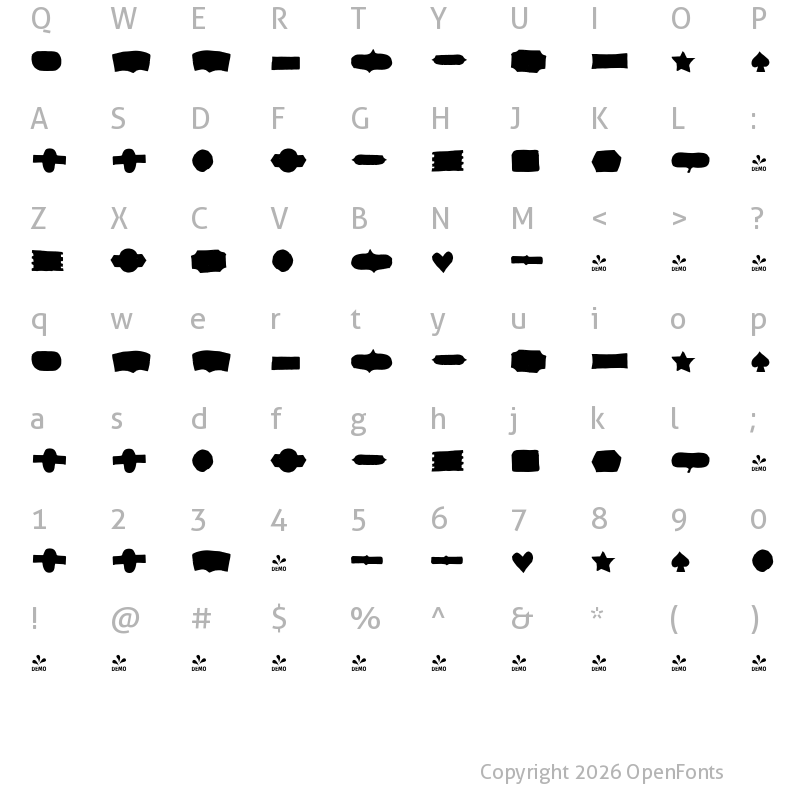 Character Map of FONTSPRING DEMO - Checkin Script Dingbats_Ornaments Regular