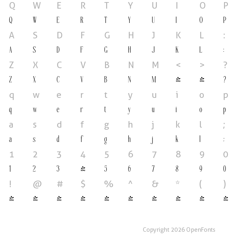 Character Map of FONTSPRING DEMO - Cherola Regular