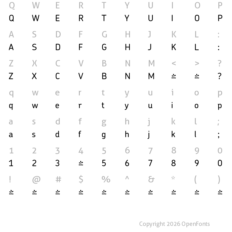 Character Map of FONTSPRING DEMO - Chevin Std Medium Regular