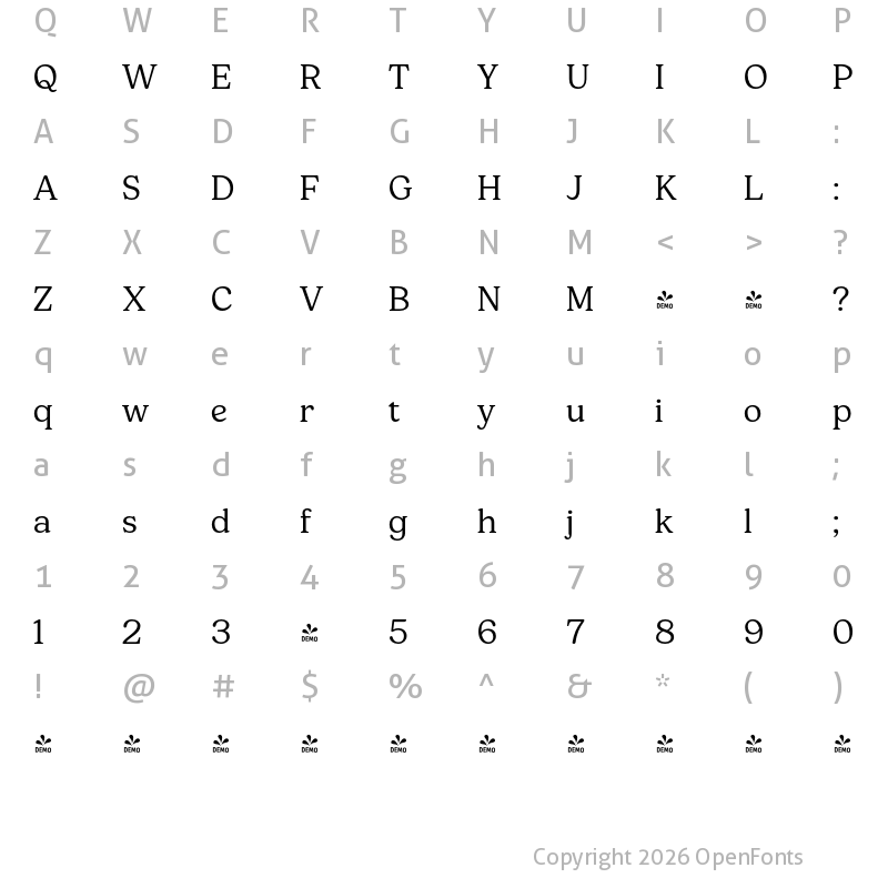 Character Map of FONTSPRING DEMO - Chewie Regular