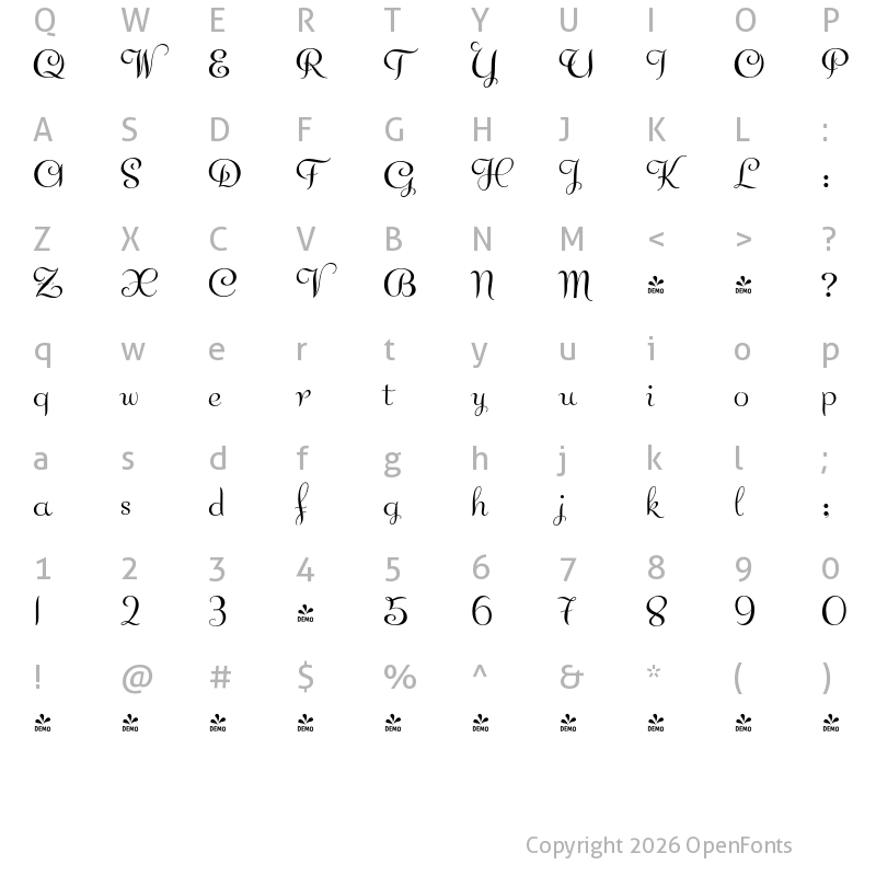 Character Map of FONTSPRING DEMO - Chikita Pro Regular