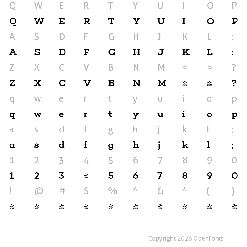 Character Map of FONTSPRING DEMO - Choplin Medium Regular