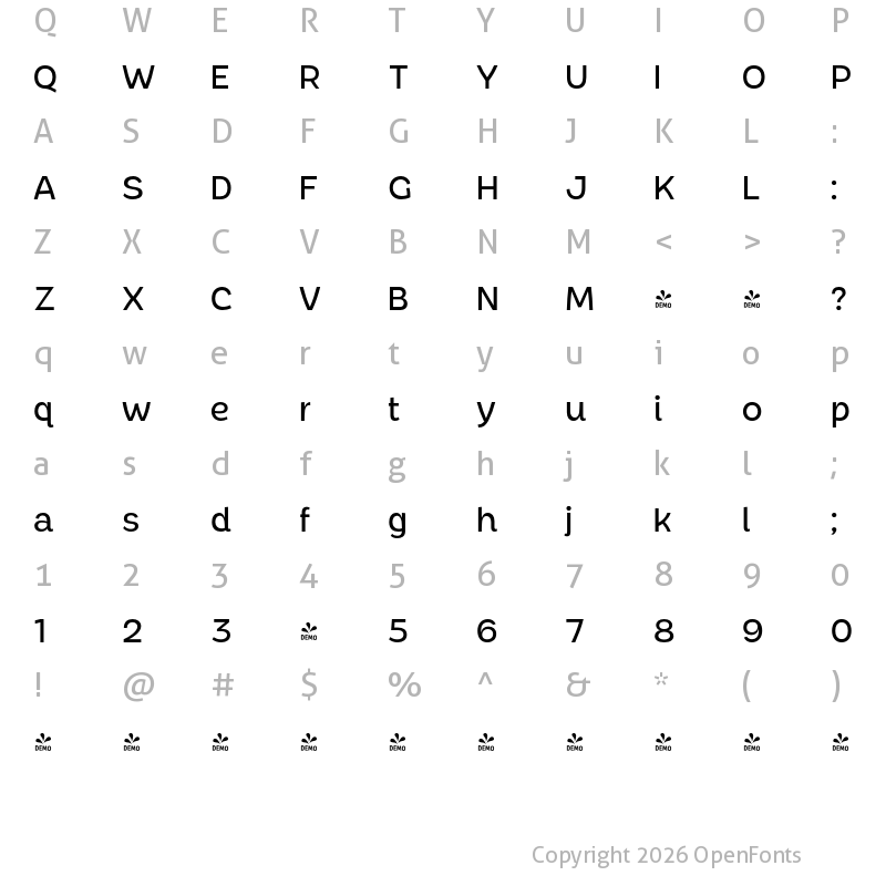 Character Map of FONTSPRING DEMO - Chopsee Medium Regular