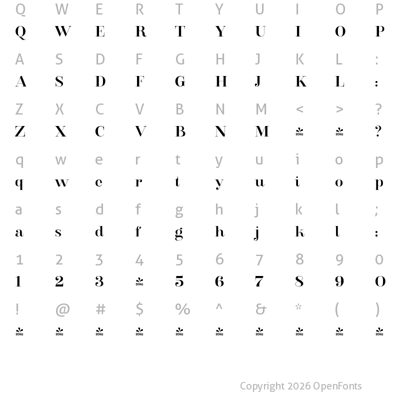 Character Map of FONTSPRING DEMO - Clarize Medium Regular