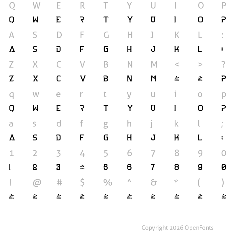 Character Map of FONTSPRING DEMO - Clarraph Regular