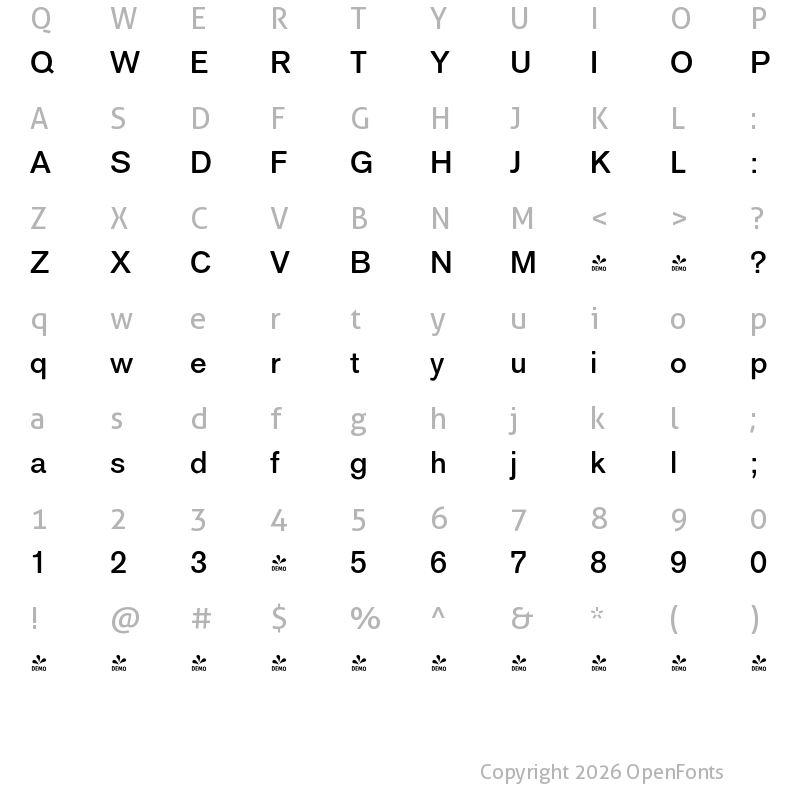 Character Map of FONTSPRING DEMO - ClassicSansRounded Medium Regular