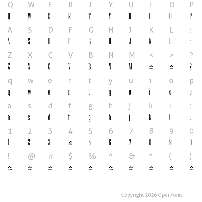 Character Map of FONTSPRING DEMO - Cloudbuster Regular