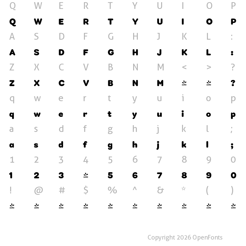 Character Map of FONTSPRING DEMO - Cobbler Sans Black Regular