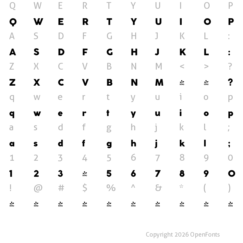 Character Map of FONTSPRING DEMO - Coco Gothic Heavy