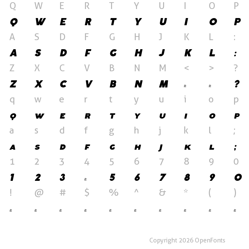 Character Map of FONTSPRING DEMO - Coco Gothic Small Caps Fat Italic