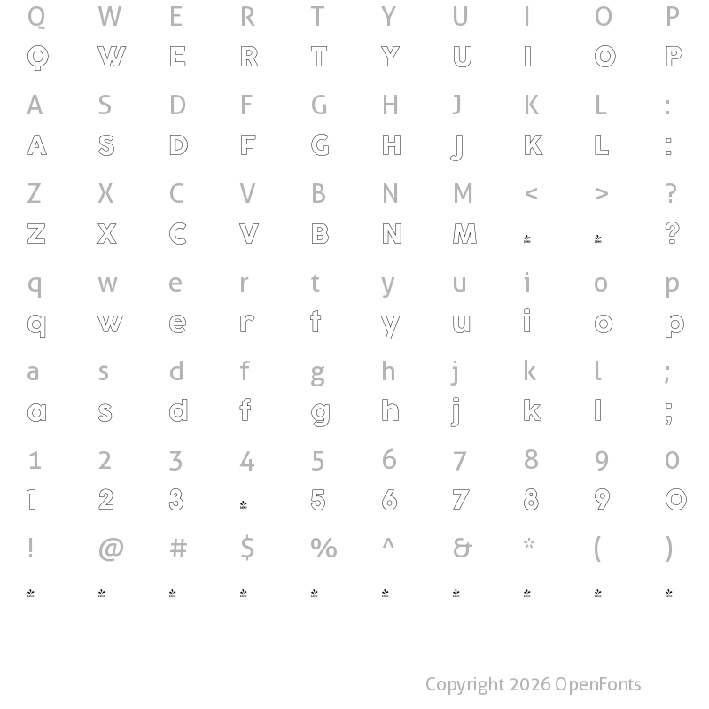 Character Map of FONTSPRING DEMO - Cocogoose Pro Block Border Regular