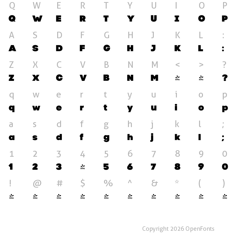 Character Map of FONTSPRING DEMO - Code Pro Black LC Regular