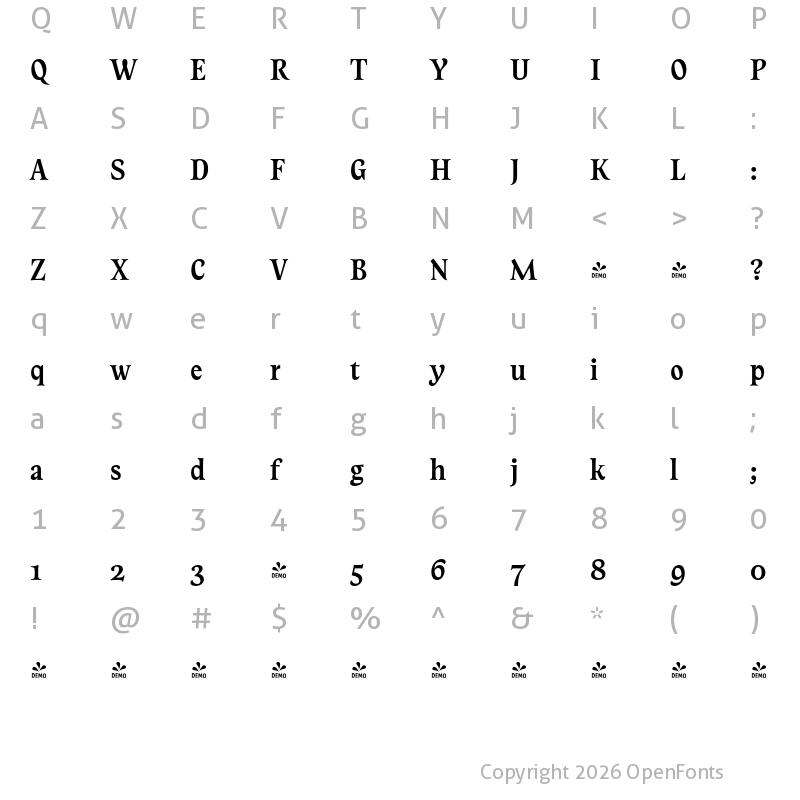 Character Map of FONTSPRING DEMO - Cognace Regular