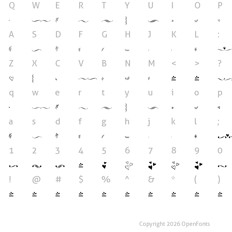 Character Map of FONTSPRING DEMO - CombinadoDE Rg Regular
